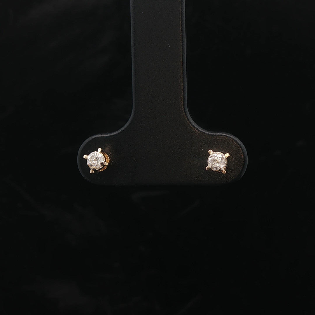 14k Yellow Gold and 0.10cttw Round Cut Diamond Stud Earrings