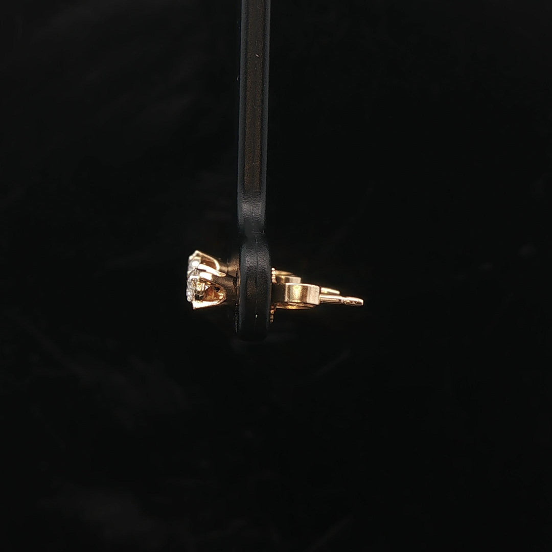 14k Yellow Gold and 0.10cttw Round Cut Diamond Stud Earrings