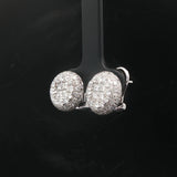 18k White Gold and 3cttw Diamond Cluster Button Stud Earrings