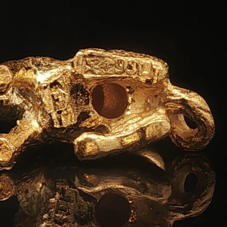 24k Pure Yellow Gold and Red Glass 5.9g Solid Heavy Dog Charm