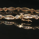 14k Yellow Gold and 2cttw Round and Baguette Diamond Link Bracelet 7.25"
