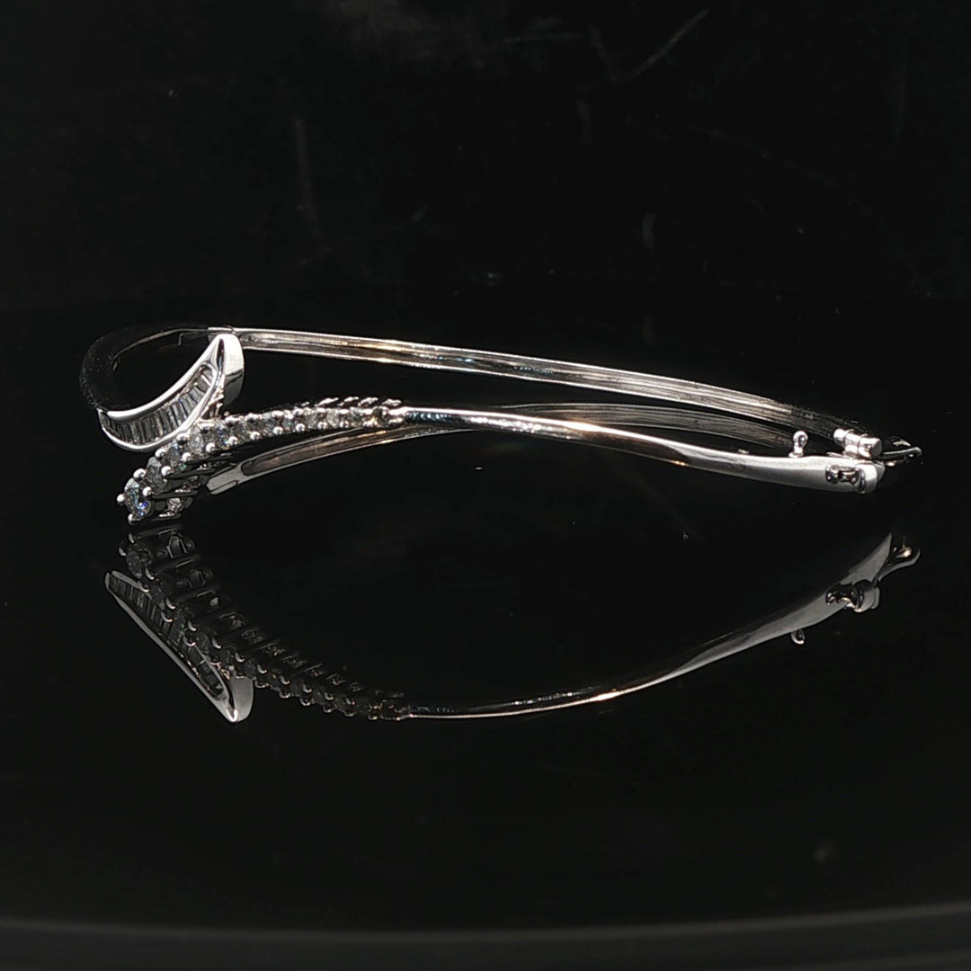 14k Yellow Gold and 0.50cttw Diamond Bypass Bangle Bracelet 7"