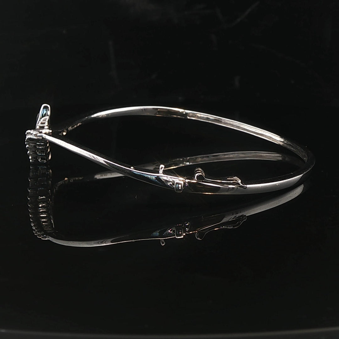 14k Yellow Gold and 0.50cttw Diamond Bypass Bangle Bracelet 7"