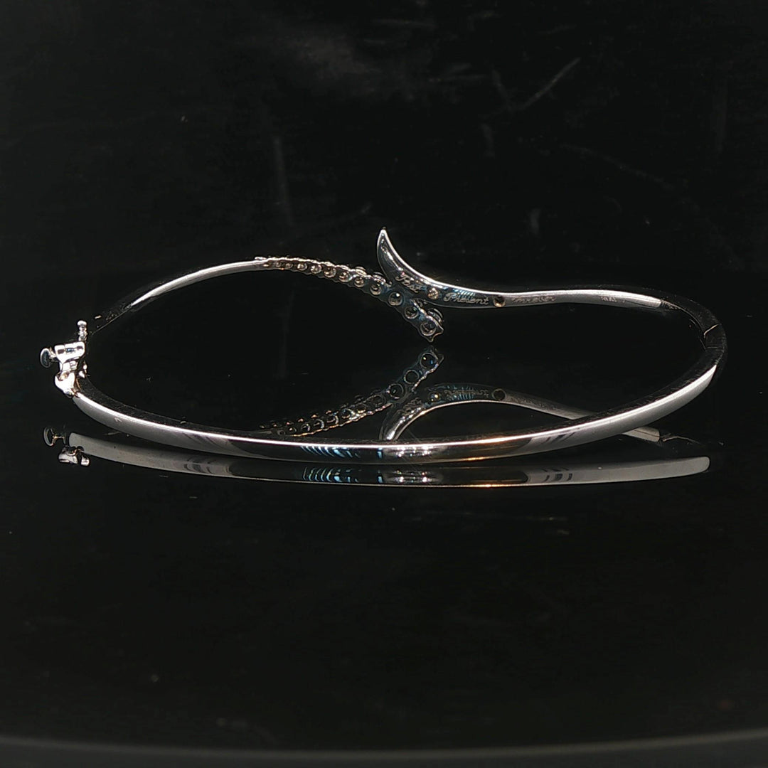 14k Yellow Gold and 0.50cttw Diamond Bypass Bangle Bracelet 7"