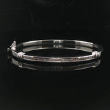 14k White Gold and 0.50cttw Diamond 18.6g Solid Bangle Bracelet 6.75"