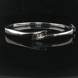 14k White Gold Iolite and Diamond 18.3g Solid Bypass Bangle Bracelet 6.75"
