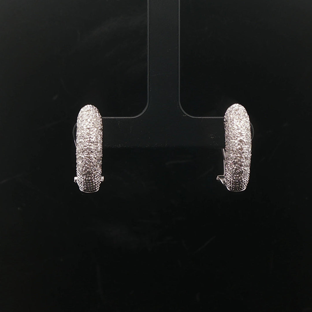 14k White Gold and 0.50cttw Pave Diamond Huggie Earrings