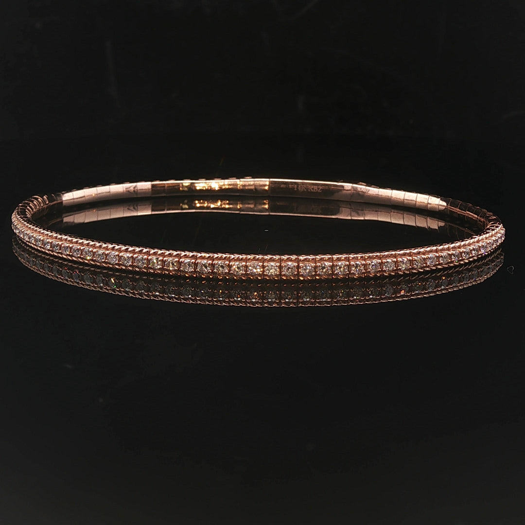 14k Rose Gold and 0.50cttw Diamond Flex Bangle Bracelet 6.5"