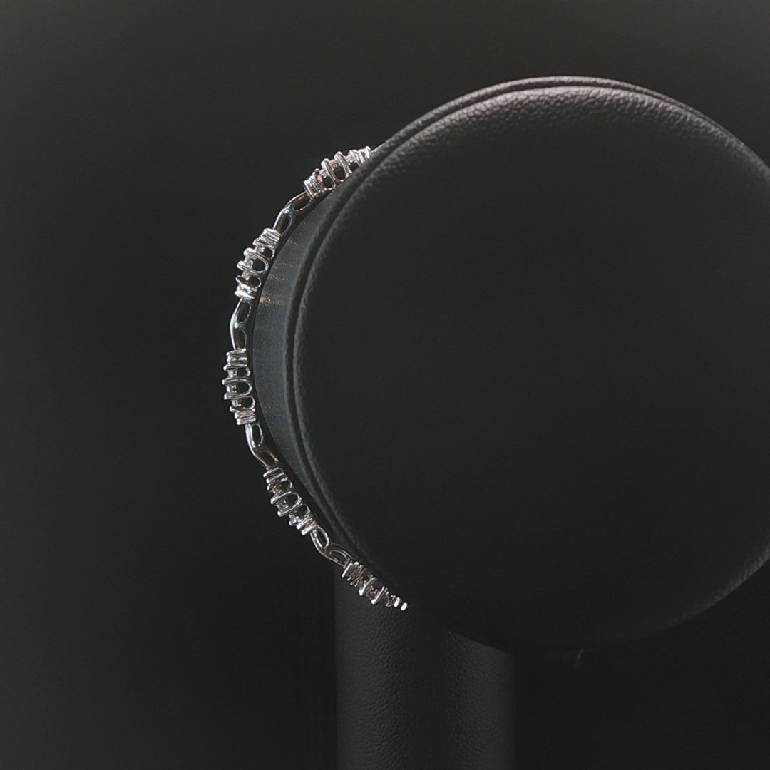 14k White Gold and 1cttw Round and Baguette Diamond Link Bracelet 7"