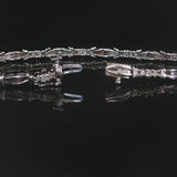 14k White Gold and 1cttw Round and Baguette Diamond Link Bracelet 7"