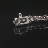 14k White Gold and 1cttw Round and Baguette Diamond Link Bracelet 7"