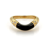 Cartier 18k Yellow Gold Diamond & Onyx Stack Band Ring Size 5