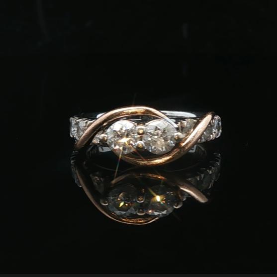 14k White and Rose Gold 1.5cttw Diamond Fancy Band Ring Size 7