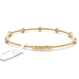 Brand New 14k Yellow Gold and Diamond Clover Station Flex Bangle Bracelet 7"