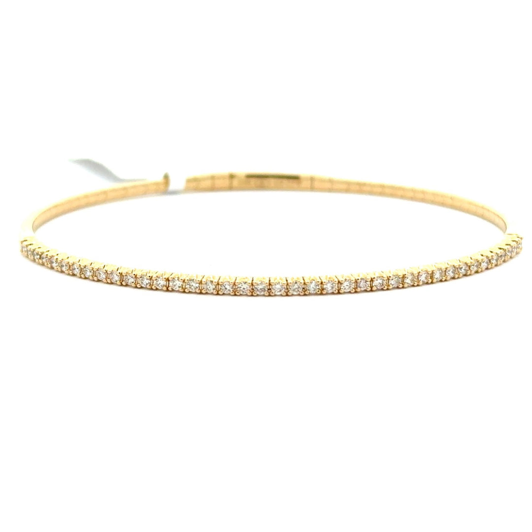 Brand New 14k Yellow Gold and 1.4cttw Diamond Flex Bangle Bracelet 7"