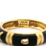 Hidalgo 18k Yellow Gold and Black Enamel Band Ring Size 8.5