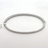 Brand New 14k White Gold Emerald and Diamond Bangle Bracelet 6.5"