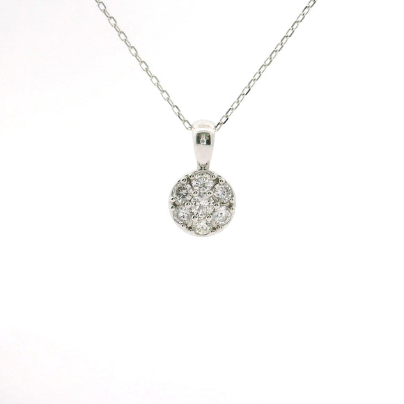 Brand New 14k White Gold and Diamond Cluster Pendant Necklace 18