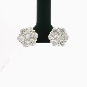 Brand New 3cttw Natural Diamond Cluster Stud Earrings in 14k White Gold