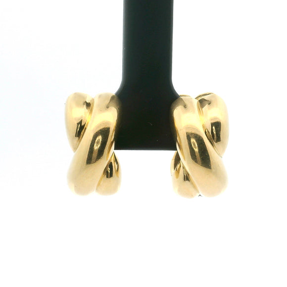 18k Yellow Gold 11.8g Ladies Polished Twisted Huggie Earrings Italy