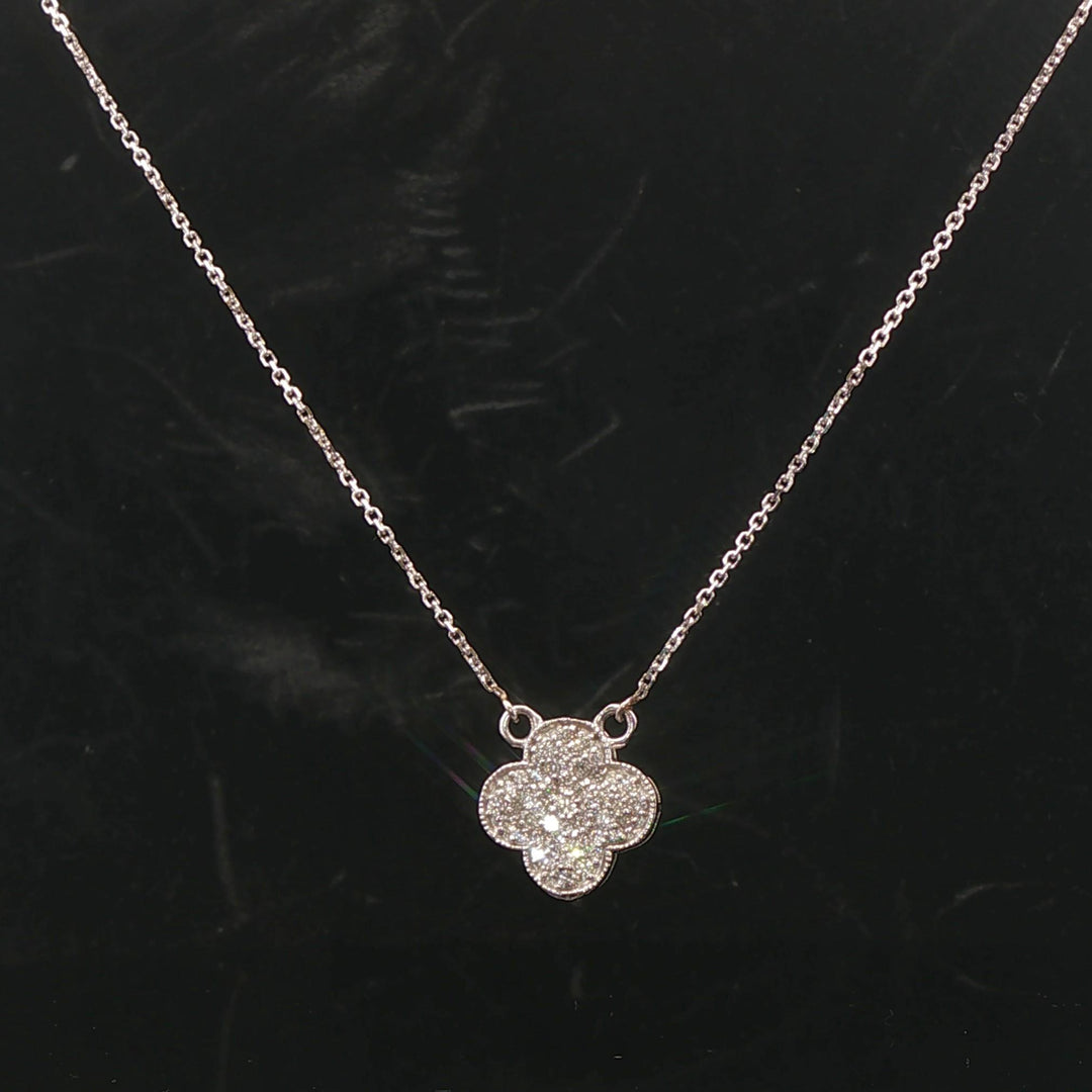 Brand New 0.50cttw Natural Diamonds Clover Pendant Necklace in 14k White Gold