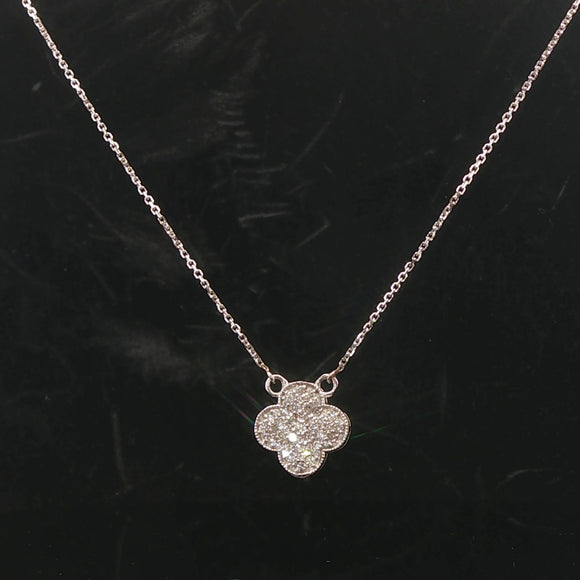 Brand New 0.50cttw Natural Diamonds Clover Pendant Necklace in 14k White Gold