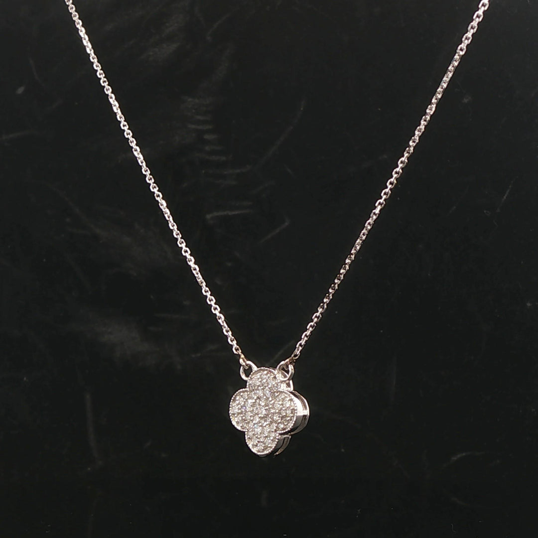 Brand New 0.50cttw Natural Diamonds Clover Pendant Necklace in 14k White Gold