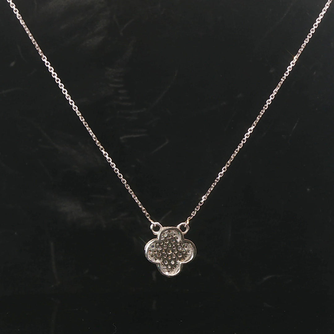 Brand New 0.50cttw Natural Diamonds Clover Pendant Necklace in 14k White Gold