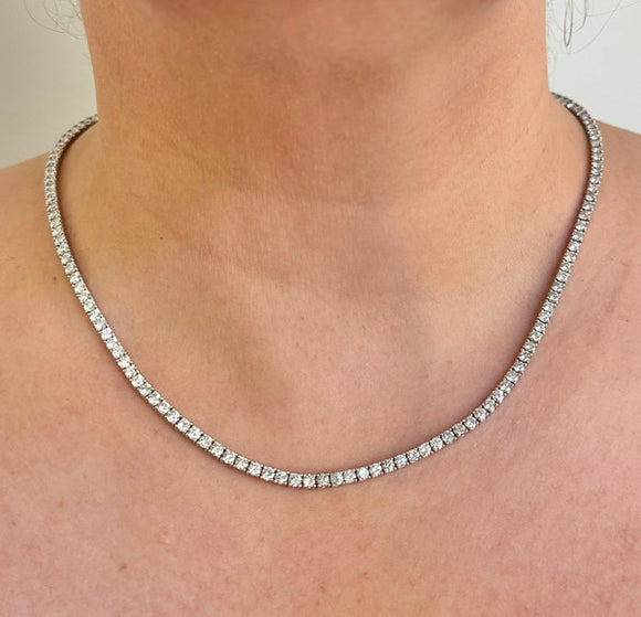 Brand New 14cttw Natural Diamond Tennis Necklace in 14k White Gold 18