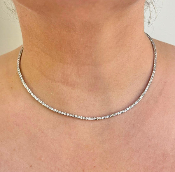 Brand New 6cttw Natural Diamond Tennis Necklace in 14k White Gold 16"