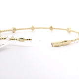 Brand New 14k Yellow Gold and Diamond Clover Station Flex Bangle Bracelet 7"