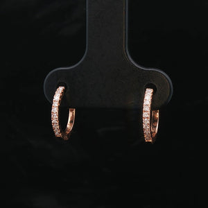 Brand New 0.20cttw Natural Diamond Micro Hoop Earrings in 14k Rose Gold