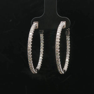 Brand New 1.75cttw Natural Diamond Hoop Earrings in 14k White Gold