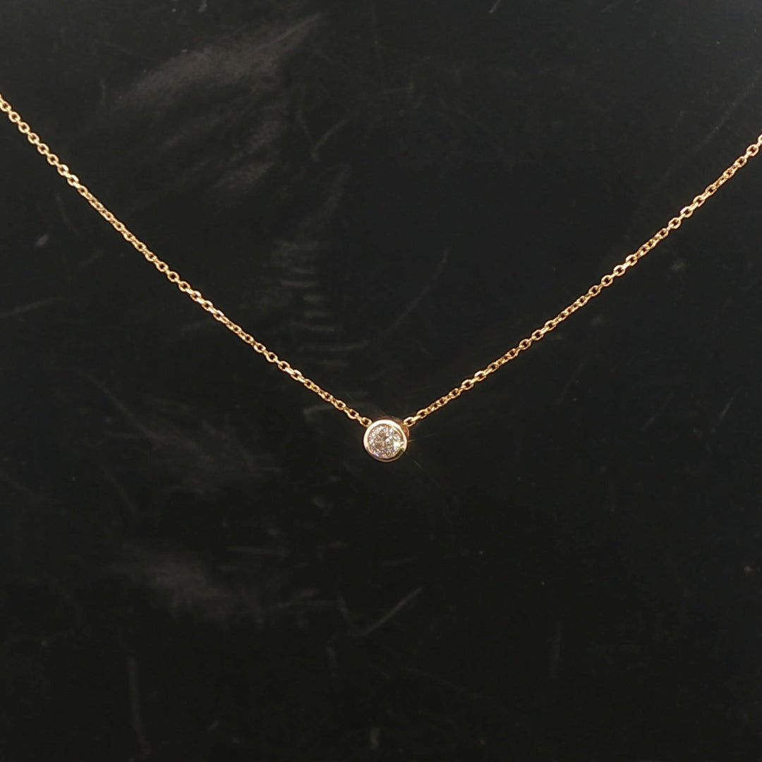 Brand New 0.25ct Natural Diamond Bezel Set Pendant Necklace in 14k Yellow Gold