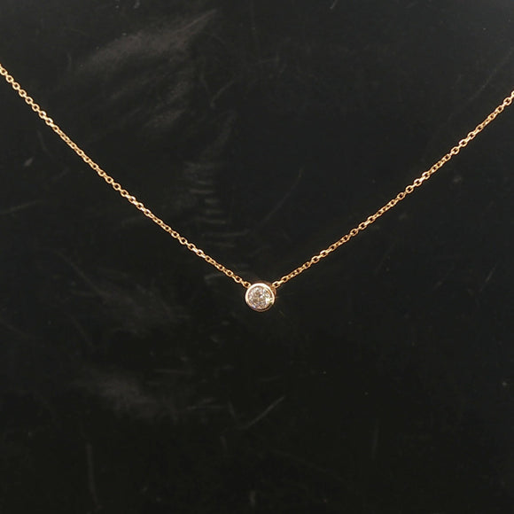 Brand New 0.25ct Natural Diamond Bezel Set Pendant Necklace in 14k Yellow Gold