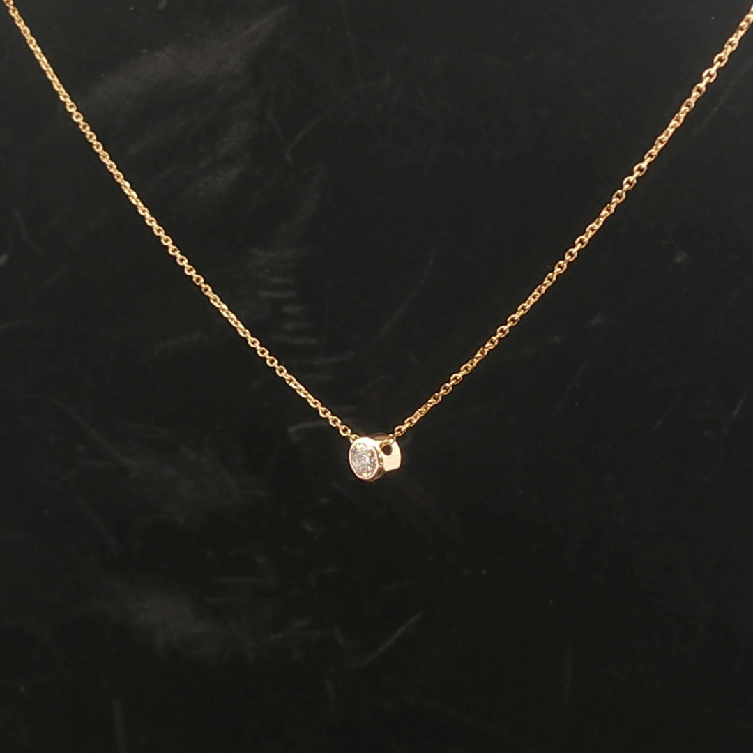 Brand New 0.25ct Natural Diamond Bezel Set Pendant Necklace in 14k Yellow Gold