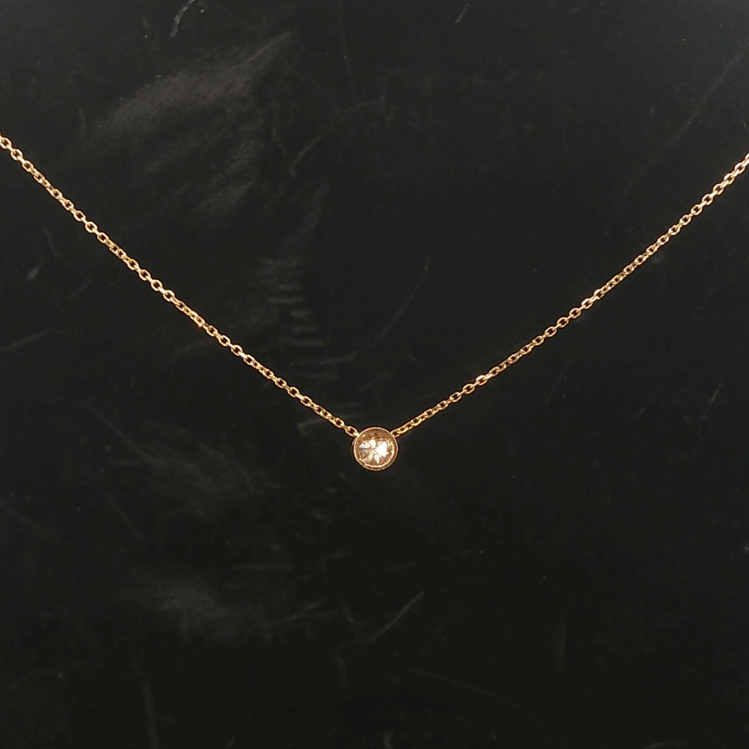 Brand New 0.25ct Natural Diamond Bezel Set Pendant Necklace in 14k Yellow Gold