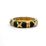 Hidalgo 18k Yellow Gold and Black Enamel Band Ring Size 8.5