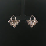 18k White Gold and 1.80cttw Diamond Heavy Floral Stud Earrings 1"