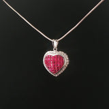 18k White Gold Ruby and Diamond Heart Pendant and 14k Snake Necklace 18"