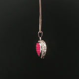 18k White Gold Ruby and Diamond Heart Pendant and 14k Snake Necklace 18"