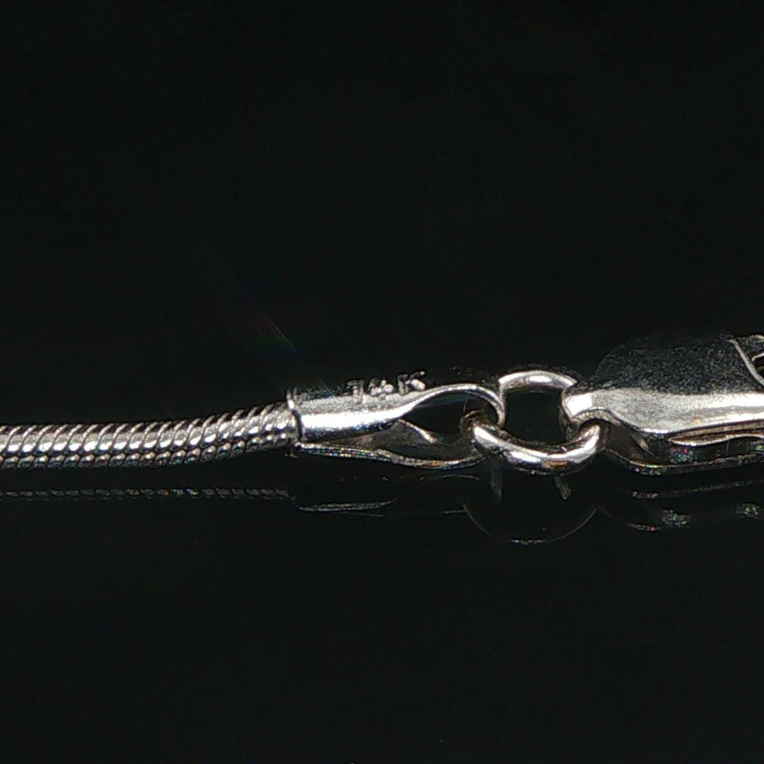 18k White Gold Ruby and Diamond Heart Pendant and 14k Snake Necklace 18"