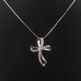 14k White Gold and 1cttw Diamond Fancy Cross Pendant Necklace Italy 20"