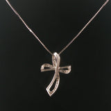 14k White Gold and 1cttw Diamond Fancy Cross Pendant Necklace Italy 20"