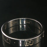 Gucci Icon 18k White Gold 4g Solid Logo Band Ring Italy Size 19