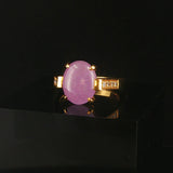 18k Yellow Gold 4.24ct Lavender Jade and Diamond Ladies Ring Size 6.5