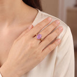18k Yellow Gold 4.24ct Lavender Jade and Diamond Ladies Ring Size 6.5
