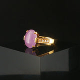 18k Yellow Gold 4.24ct Lavender Jade and Diamond Ladies Ring Size 6.5