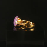 18k Yellow Gold 4.24ct Lavender Jade and Diamond Ladies Ring Size 6.5