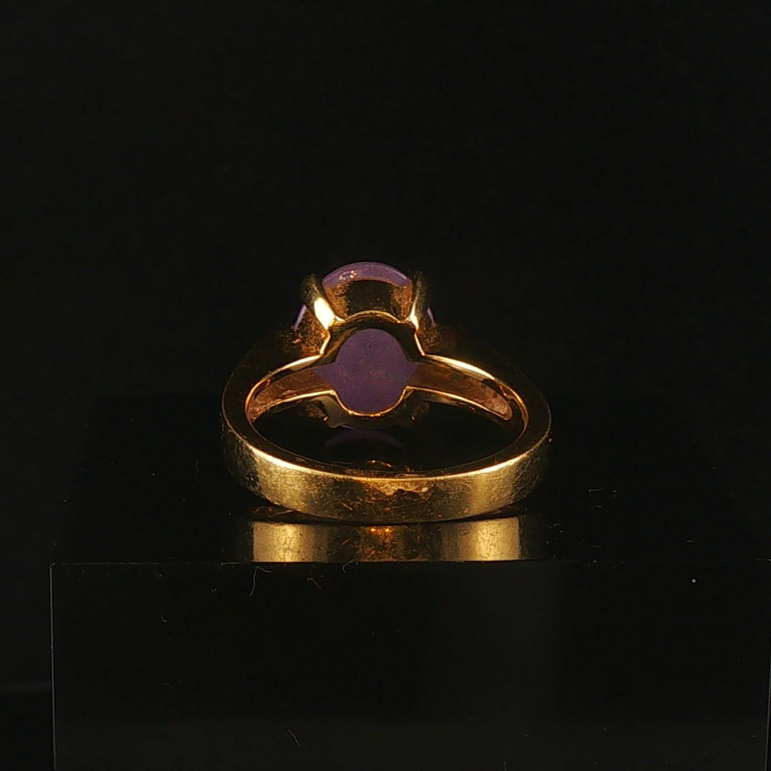 18k Yellow Gold 4.24ct Lavender Jade and Diamond Ladies Ring Size 6.5